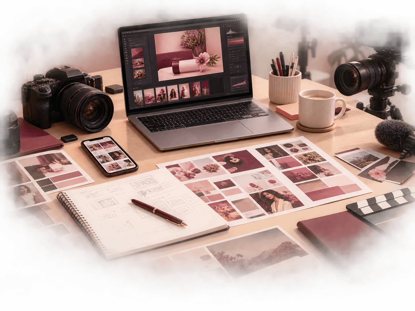 Content marketing and creative production workspace