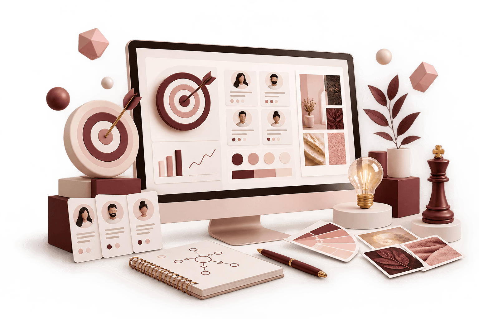 Digital marketing strategy and brand foundation illustration
