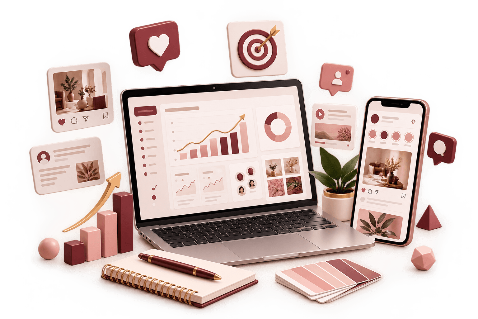 Digital marketing growth and analytics illustration