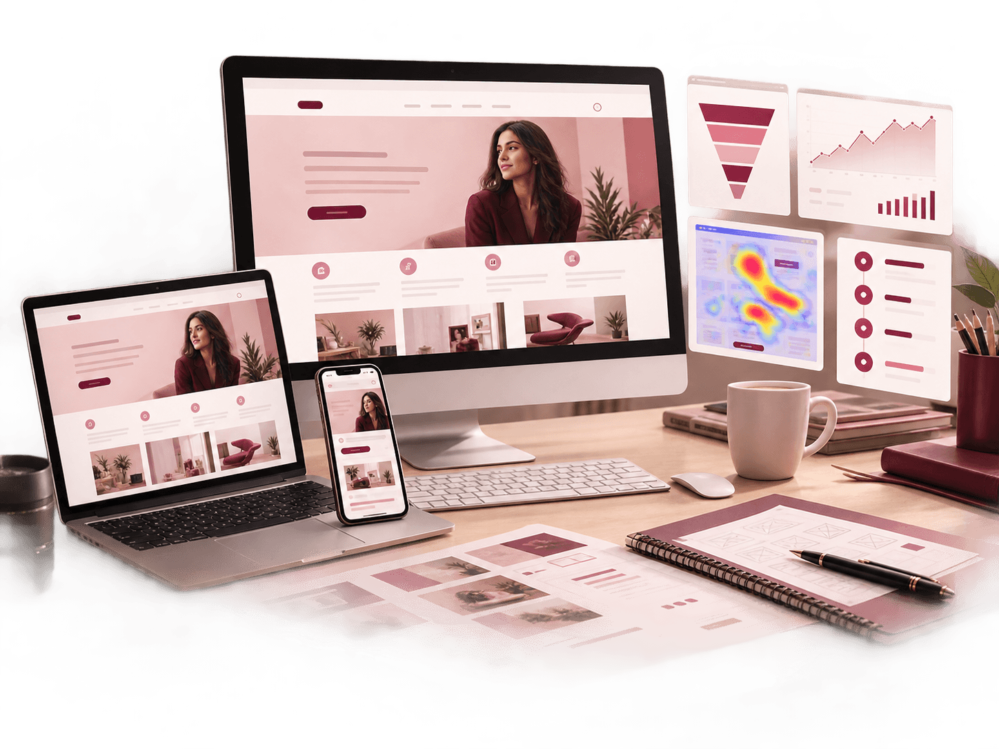 Web design and conversion optimization workspace